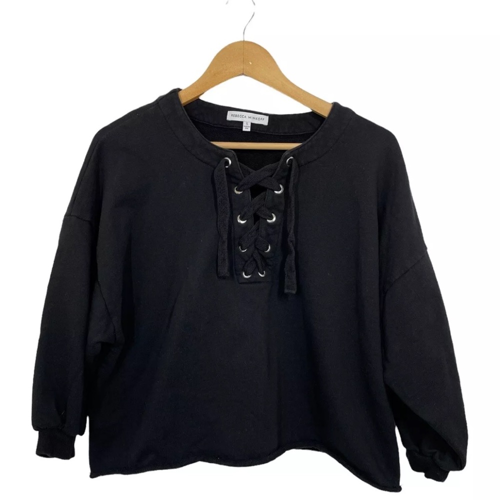 Rebecca Minkoff lace up crop sweatshirt size S